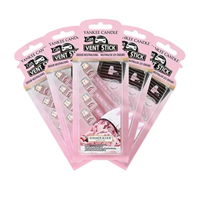 Image of Yankee Candle Car Vent Sticks Summer Scoop Fragrance 5 Packs (Total 20 Fresheners)