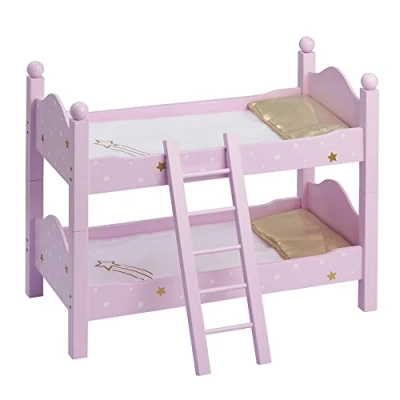Image of Olivia&#039;s Little World Pink Doll Bunk Bed 18&quot; Dolls Wooden Furniture Bedroom Toy Role Play TD 0095AP