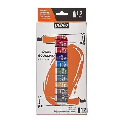 Image of Pébéo Studio Gouache Paint Set for Professional Artists and Hobby Painters 12 colours, ml