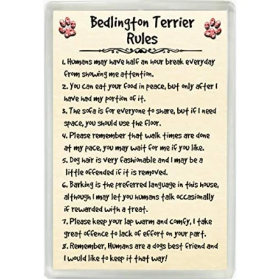Image of Bedlington Terrier Rules Humour Jumbo Fridge Magnet Ideal Dog Lover Birthday Gift M145