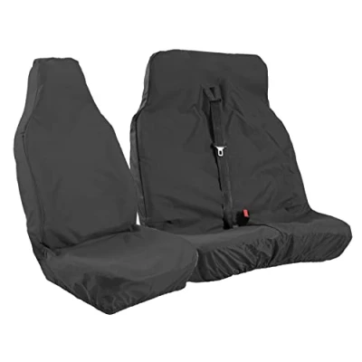 Image of Carseatcover UK® XTRA HEAVY DUTY RUGGED Waterproof Van Seat Covers Single + Double [CHOICE OF 6 COLOURS] [BLACK]
