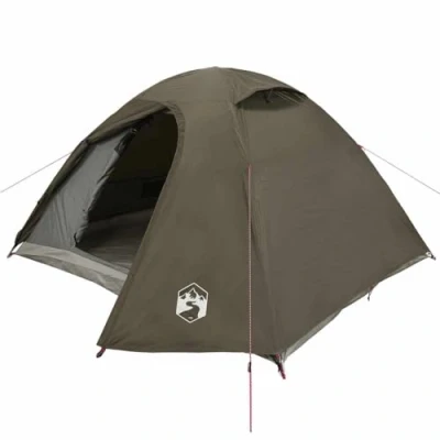 Image of vidaXL Dome Camping Tent 4 Person Waterproof Brown Mesh Walls, Detachable Rainfly, E Port, Portable