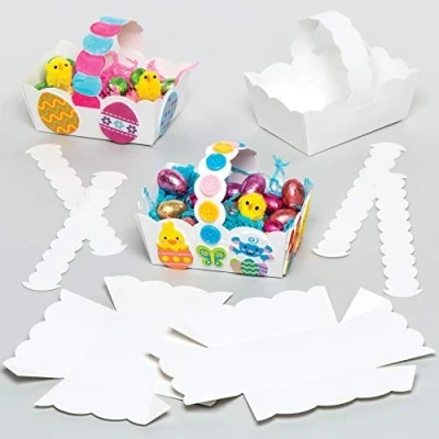 Image of Baker Ross Easter White Baskets (Pack of 12) Craft for Kids to Decorate and Fill with Treats or Eggs ET883