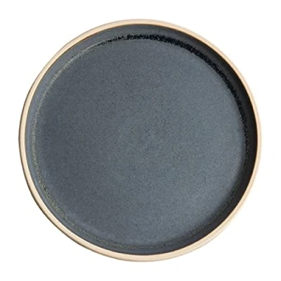 Image of Olympia Canvas Flat Round Plate Blue Granite 250mm (Pack of 6)