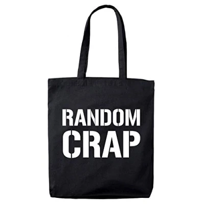 Image of Lolmugs Random Crap 100% Cotton Black 38x42cm Funny Tote Bag