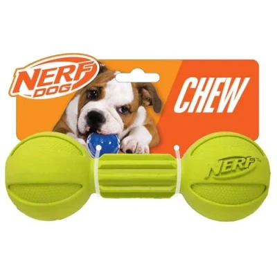 Image of Nerf Dog Barbell Chew Toy, 7.5 Inch, Yellow