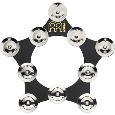 Image of Meinl Percussion Hihat Tambourine Accessories Add On for Drum Cymbals 9.5 inch Diameter Mylar / Steel, Black Silver (SFHHT)