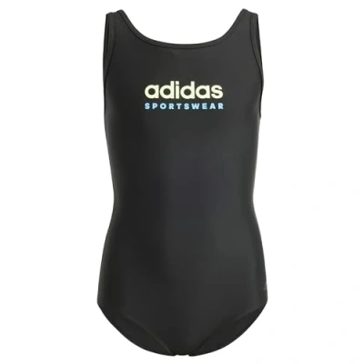 Image of adidas Girl&#039;s Sportswear U Back Swimsuit Kids, Black/Green Spark, 5 6 Years