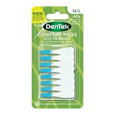 Image of DenTek Eco Friendly Interdental Comfort Picks Medium/Large, for Removing Food and Plaque Between Teeth. 40 Pack