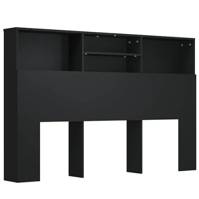 Image of vidaXL Headboard Cabinet Indoor Home Bedroom Furniture Accessory Wall Bed Bookcase Backboard with Compartment Black