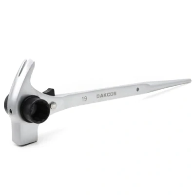 Image of DAKCOS 4 in 1 Ratchet Podger Spanner Scaffold with Claw Hammer 17mm x 19mm (Silver Tone)