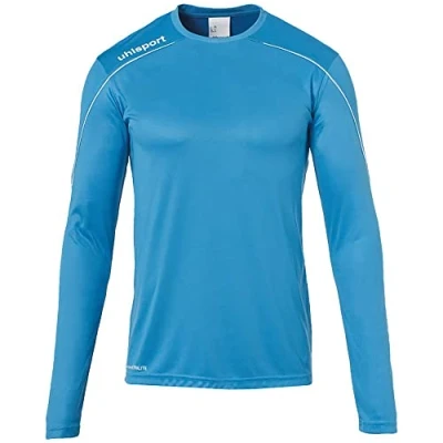 Image of Uhlsport Stream 22 Long Sleeve Jersey Junior, Bordeaux/Sky Blue, Moisture Wicking Dry Tech Kids, Size 26/28