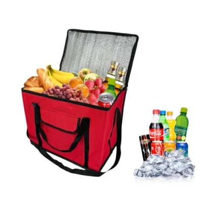 Image of ADEPTNA EXTRA LARGE 30L Insulated Cooler Bag with Carry Handle Portable and Lightweight Keep Warm Cold Ideal for Travel Camping Picnics Garden BBQ Festivals