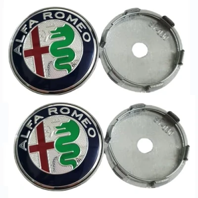 Image of 4Pcs Car Hub Centre Caps, for Alfa Romeo Giulia (952) Veloce AWD 2016 2022 60mm Waterproof Dust Proof Wheel Center Caps Protect Decoration Accessories Replacement,A