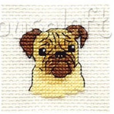 Image of Mouseloft Mini Cross Stitch Kit Pug, Stitchlets Collection
