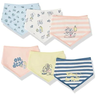 Image of Amazon Essentials Disney Marvel Star Wars Princess Baby Bibs, 6 Pack Alice Tea Party, One Size, of