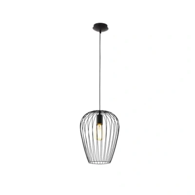 Image of EGLO Newtown Vintage Pendant Lamp, Retro Black Steel Ceiling Light, Dining and Living Room Hanging Lighting, E27 Socket, Ø: 27,5 cm (10.8&quot;)