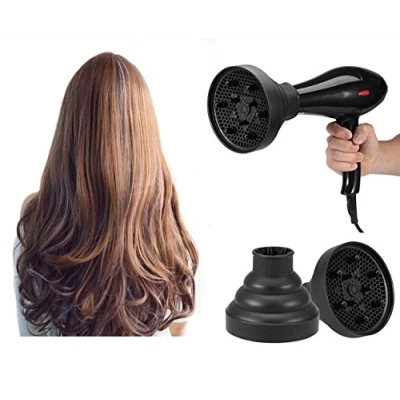 Image of Hair Blower Diffuser, Foldable Dryer Diffuser Cover Styling Hairdressing Tool Collapsible Hairdryer Attachment for Curly Or Wavy (Black)