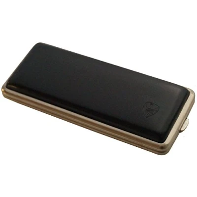 Image of GERMANUS Cigarette Case Made in Germany for 85mm and 100mm Cigarettes Black Leather
