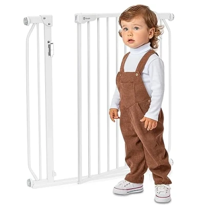 Image of Lionelo Truus Slim LED, Two Way Opening Baby Safety Gate with Integrated LED Light, Drill Free Easy Installation, Anti Trip Design, Adjustable width 75 105 cm, Night Time Visibility Smart