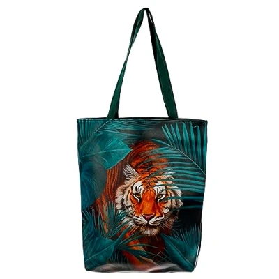 Image of Puckator Spots and Stripes Big Cat Zip Up Reusable Tote Shopping Bag Canvas Cotton Bags Eco Gifts for Women Men Cloth Fabric Foldable