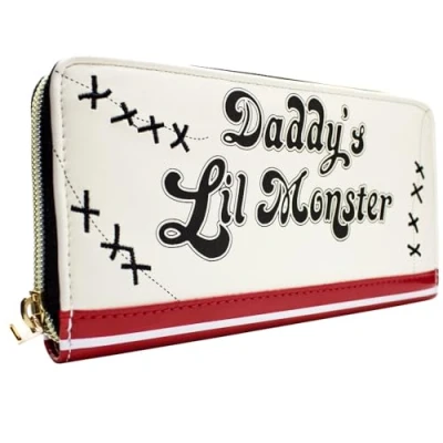 Image of DC Harley Quinn Joker Daddys Lil Monster Purse Tri Fold Coin Pocket &amp; Card Holder, White