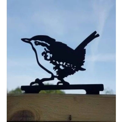 Image of JR Hangers And Crafts Metal Wren Fence Post Topper, Garden Ornament, Decor, Art