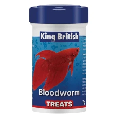 Image of King British Bloodworm Treats 7g Delicious, Natural Treat for all Aquarium Fish, Turtles, &amp; Terrapins Complements a Balanced Diet High Protein Promotes Colour Condition