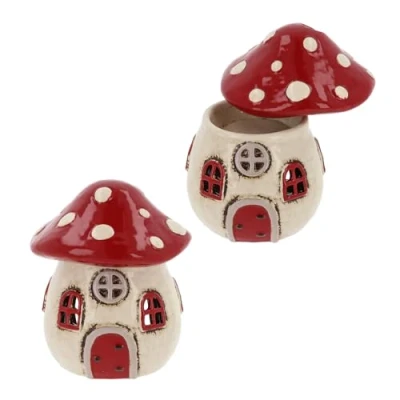 Image of Shudehill Giftware Village Pottery Toadstool House Warmer Red