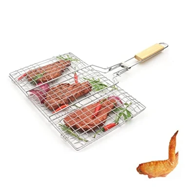 Image of TOPINCN Grilled Net Barbecue Clip BBQ Steel Grill Wire Mesh Folders Fish Outdoor Camping Tool
