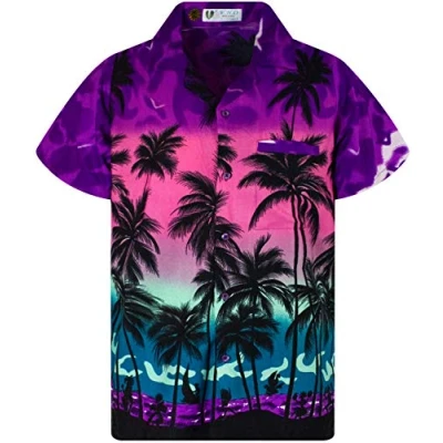 Image of V.H.O. Funky Hawaiian Shirt, Shortsleeve, Beach, Eclectic Purple, L