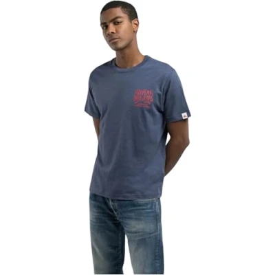 Image of Replay Print Tshirt, Men&#039;s, Size: Small, Medium blue