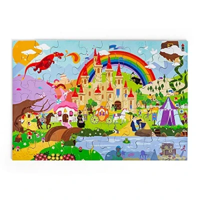 Image of Bigjigs Toys Fantasy Floor Puzzle 48 Piece (40cm x 58cm) For 2 3 4 year olds with Princesses, Wizards &amp; more, Quality Childrens Puzzles, Jigsaw Puzzles Kids Toddlers