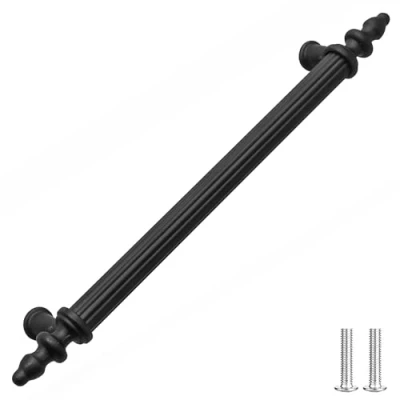 Image of Decoranddecor Vandon Vintage Traditional Cabinet Pull Handles Country Style Classic Solid Zinc (160mm, Matt Black)