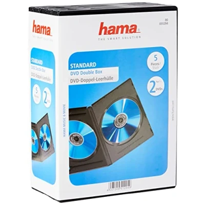Image of Hama 51294 Standard DVD Double Jewel Case, pack of 5 Black