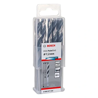 Image of Bosch Professional 10 Piece PointTeQ HSS Twist Drill Bit (for Metal, 7.2 x 69 109 mm, Driver Accessories)