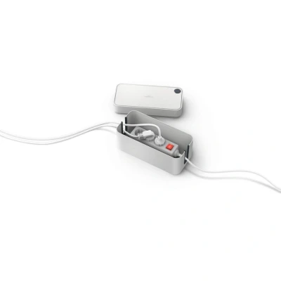 Image of Durable CAVOLINE Cable Management Box S Safely Store Power Blocks and Cables Premium Flame Retardant Plastic Small in Grey