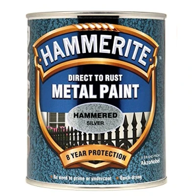 Image of New 2015 Hammerite Hammered Direct to Rust Metal Paint Silver 750Ml