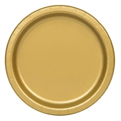 Image of 32 Gold Paper Plates Disposable 9&quot; Wedding Anniversary Party Picnic BBQ