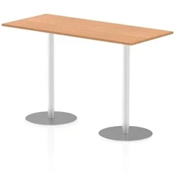Image of Italia 1800 x 800mm Poseur Rectangular Table Oak Top 1145mm High Leg