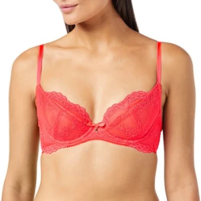 Image of Gossard Womens Superboost Lace Non Padded Plunge Bra Diva Pink Polyamide Size 32B