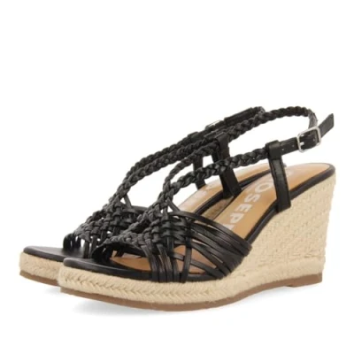 Image of GIOSEPPO Women&#039;s Glide Espadrille Wedge Sandal, Black/White, 6 UK