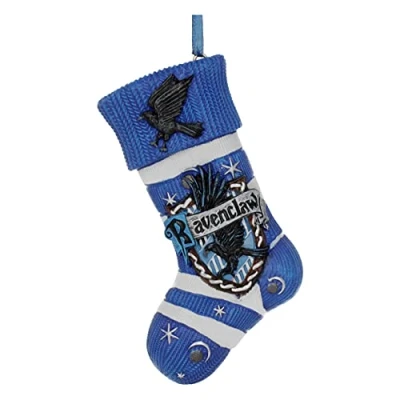 Image of Nemesis Now Officially Licensed Harry Potter Ravenclaw Stocking Hanging Ornament, Resin, Blue