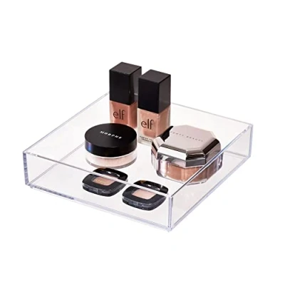 Image of iDesign Makeup Organiser Tray, Large Plastic Drawer for Cosmetics, and Accessories, Practical Storage Box Dressing Table, Drawers or Bathroom, Clear