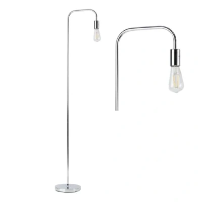 Image of firstchoicelighting Retro Industrial Design Floor Light or Standing Lamp, Polished Chrome Finish, Height 151cm, Requires LED Bulb