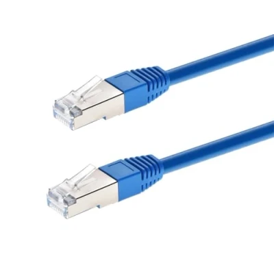 Image of Monoprice Cat6A 100ft Blue Patch Cable Double Shielded (S/FTP) 26AWG 10G Pure Bare Copper Molded RJ45 Entegrade Series Ethernet