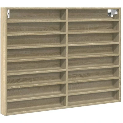 Image of vidaXL Vitrine Cabinet Floating Shelf Wall Sonoma Oak Engineered Wood 100 x 8.5 75 cm Modern Display for Living Room, Bedroom, Hallway