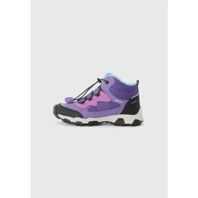 Image of Geox Magnetar Unisex Laceup ankle boots for kids, Size: 5, Violet/purple shoes