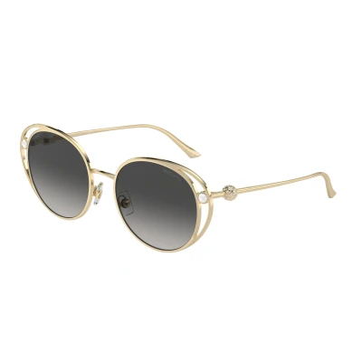 Image of Jimmy Choo Woman JC4003HB 30068G Sunglasses Metal Gold Grey Round Normal Shaded