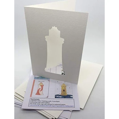 Image of Iris Folding Card Pack Lighthouse C5 Size Makes 4 Cards DeeCraft
